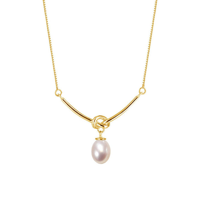 Sterling Silver Pearl Knot Necklace
