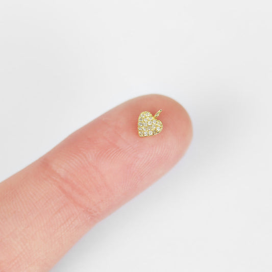 14K Solid Gold Diamond Heart Charm