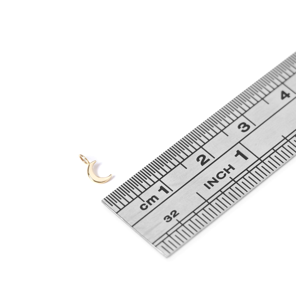 14K Solid Gold Half Moon Charm