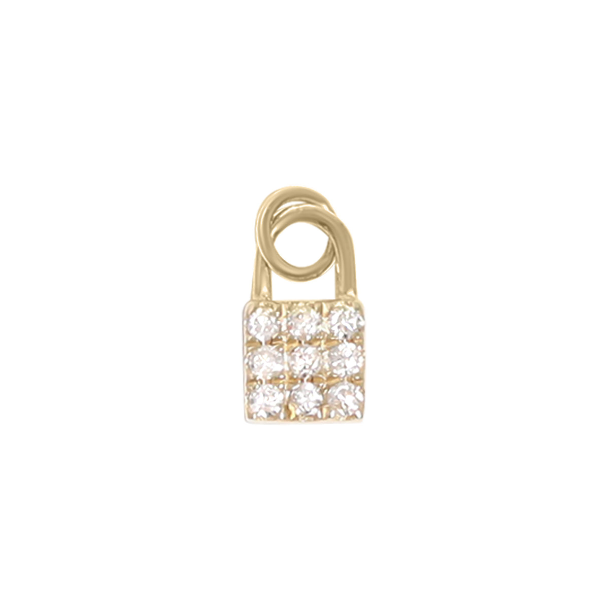 14K Solid Gold Diamond Padlock Charm