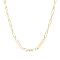 18K Gold Paperclip Two-Bar Engravable Necklace