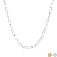 18K Gold Paperclip Two-Bar Engravable Necklace