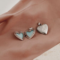 Star Heart Crystal Locket Pendant, 925 Sterling Silver
