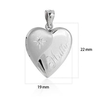 Star Heart Crystal Locket Pendant, 925 Sterling Silver