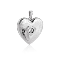 Hollow Heart Flower Branch 925 Sterling Silver Locket Pendant