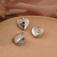 Hollow Heart Flower Branch 925 Sterling Silver Locket Pendant