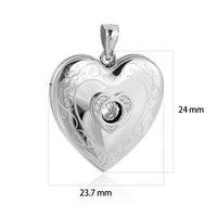 Hollow Heart Flower Branch 925 Sterling Silver Locket Pendant