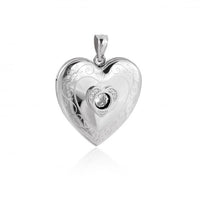 Hollow Heart Flower Branch 925 Sterling Silver Locket Pendant