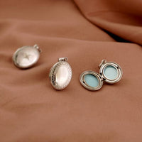 Oval Locket Pendant with Cubic Zirconia in 925 Sterling Silver