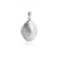 Oval Locket Pendant with Cubic Zirconia in 925 Sterling Silver