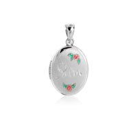 Oval Mom Locket Pendant in 925 Sterling Silver