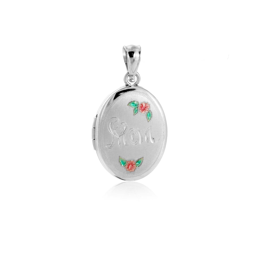 Oval Mom Locket Pendant in 925 Sterling Silver
