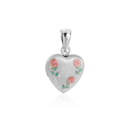 Red Rose Heart Locket Pendant