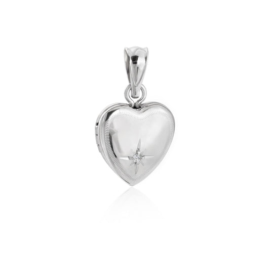 CZ Star Drop Locket Pendant in 925 Sterling Silver