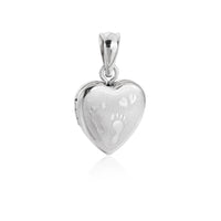 Children's Footprint Heart Locket Pendant, 925 Sterling Silver