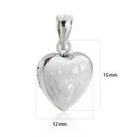 Children's Footprint Heart Locket Pendant, 925 Sterling Silver