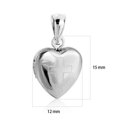 Cross Heart 925 Sterling Silver Locket Pendant