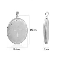 Flower Cross Oval 925 Sterling Silver Locket Pendant