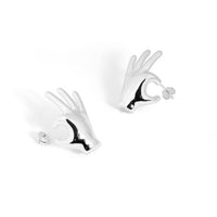 OK Hand Hollow Electroformed Sterling Silver Statement Earrings