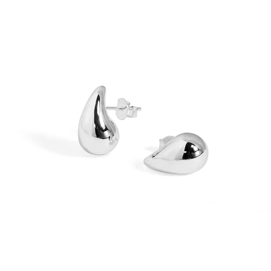 Mini Hollow Water Drop Stud Earrings, 18K Gold Plated S999 Sterling Silver