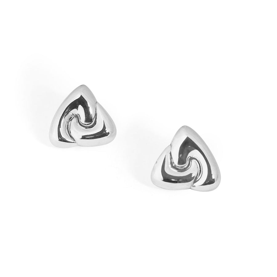Rotating Triangle Electroformed Sterling Silver Chunky Stud Earrings