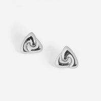 Rotating Triangle Electroformed Sterling Silver Chunky Stud Earrings