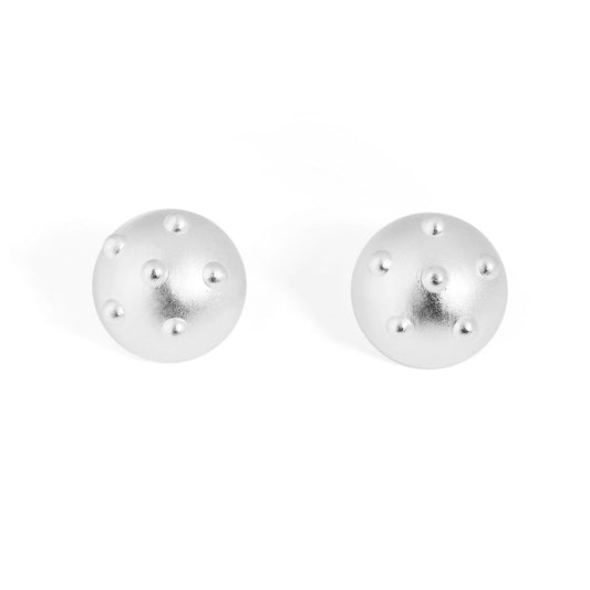 Geometry Round Rivet Stud Earrings, Sterling Silver