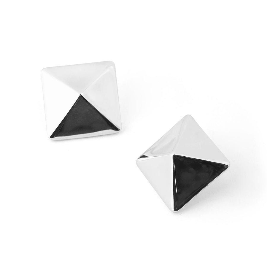 Electroformed Origami Pyramid Earrings in S999 Silver