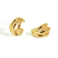 Hollow Three C-Shape Electroformed Huggie Stud Earrings