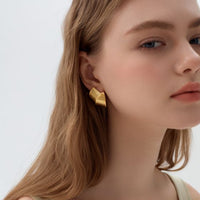 Chunky Double Geometry Cross Stud Earrings