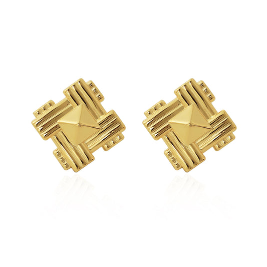 Chunky Square Cone Electroformed Stud Earrings