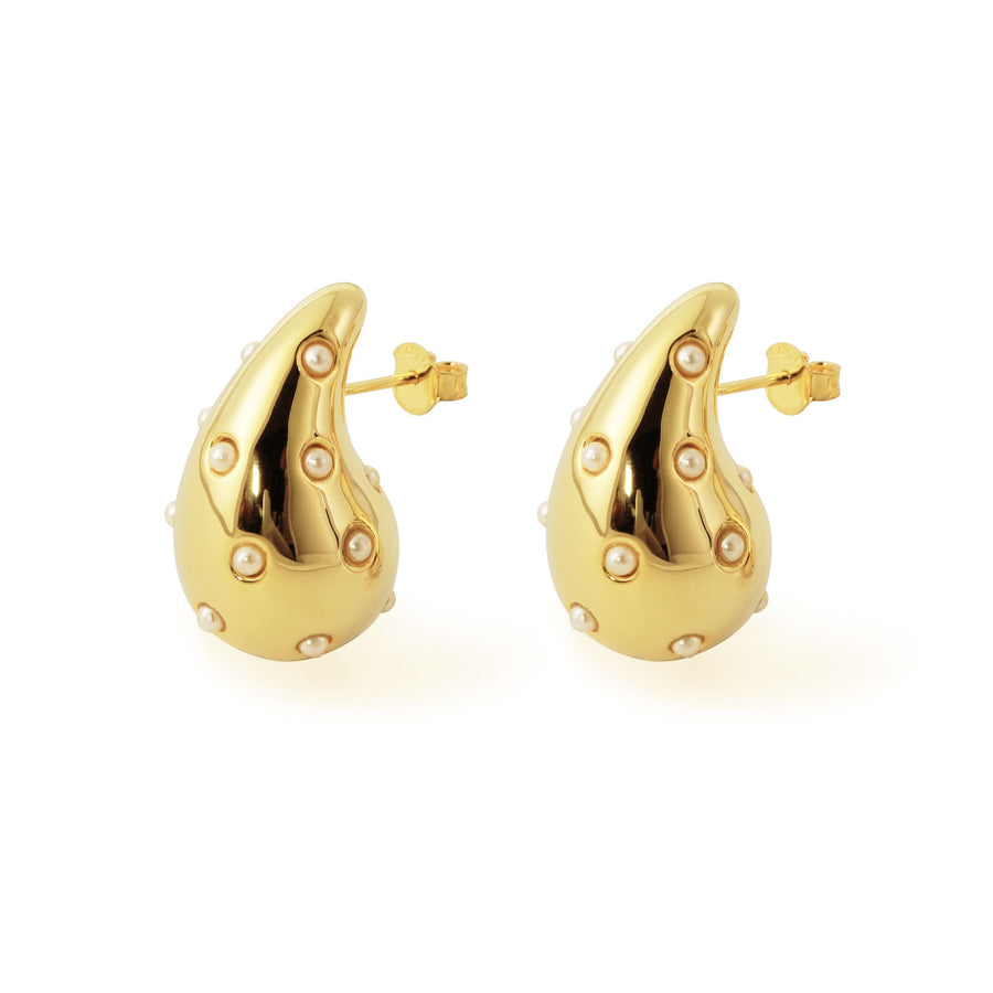 Mini Shell Pearl Waterdrop Stud Earrings, 925 Sterling Silver