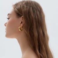 Hollow Twisted Chunky Mini Hoop Earrings