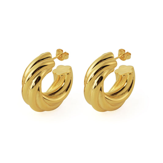 Hollow Twisted Chunky Mini Hoop Earrings