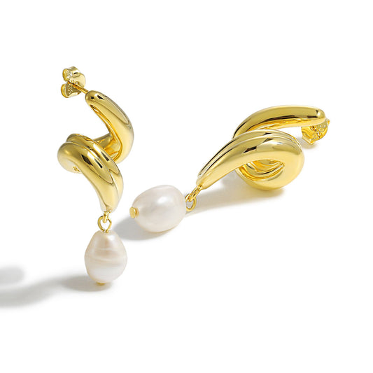 Large Irregular Pearl Knot Sterling Silver Stud Earrings