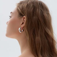 Twisted C Hollow Chunky Hoop Earrings
