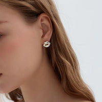 Chunky Electroformed Lip Stud Earrings, 999 Sterling Silver