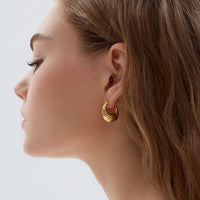 Electroforming Irregular Strip Hoop Earrings, 999 Sterling Silver