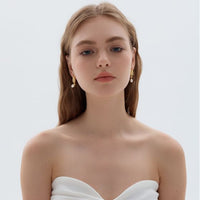 Irregular Natural Pearl Knot Dangling Earrings in 999 Silver