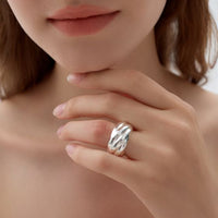 Twill Electroforming Wide Ring in 999 Sterling Silver