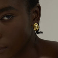 Oval Bean Electroformed Stud Earrings