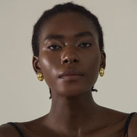 Oval Bean Electroformed Stud Earrings