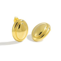 Oval Bean Electroformed Stud Earrings