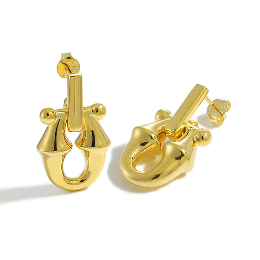 Masculine Geometry Electroformed Hollow Stud Earrings