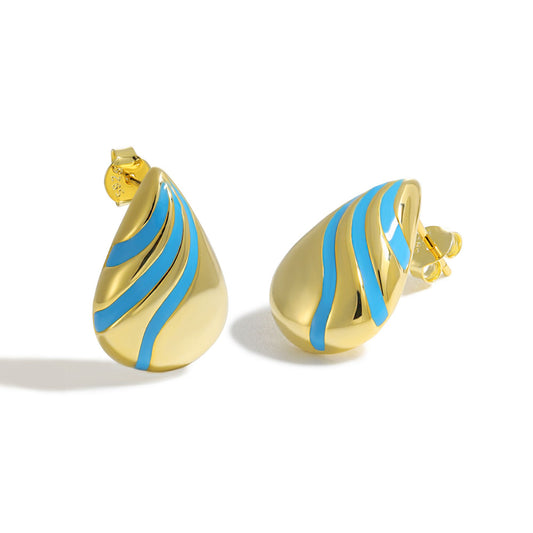 Sterling Silver Irregular Waterdrop Electroformed Stud Earrings