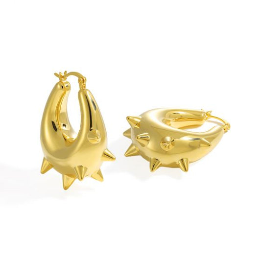Classic U-Shape Rivet Chunky Hoop Earrings