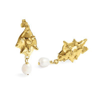 Electroformed Conch Stud Earrings, 18K Yellow Gold or Silver