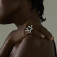 Sterling Silver Irregular Crown Gemstone Statement Ring