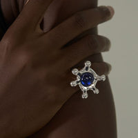 Sterling Silver Irregular Crown Gemstone Statement Ring