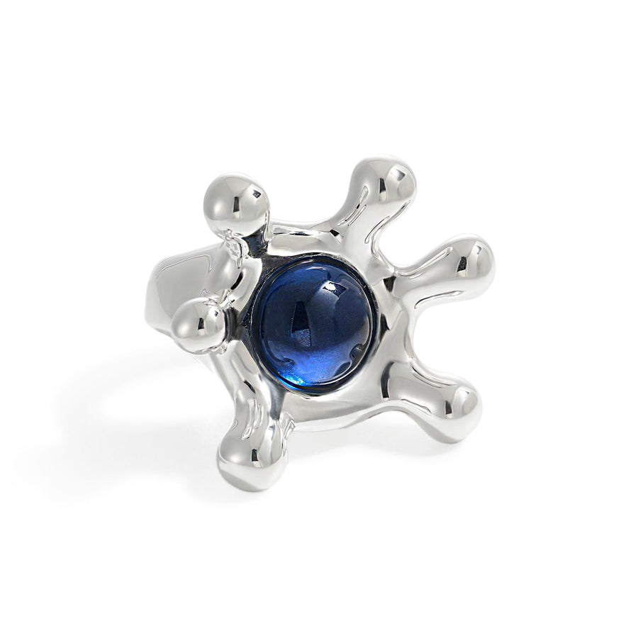 Sterling Silver Irregular Crown Gemstone Statement Ring